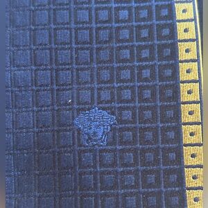Versace 100%Silk Italian‎ Made Necktie. Navy and Gold
